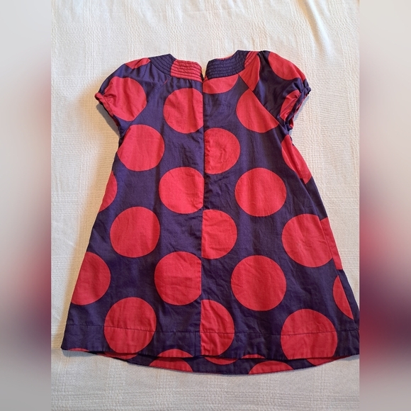 Mini Boden girls dress 4-5 years purple with red dots, 2 pockets, VGUC #2 of 2 - Picture 5 of 6